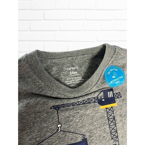 Carter's Boys 24M Trucks‎ Dinosaur Construction Tee Top Gray T-shirt - Picture 4 of 7